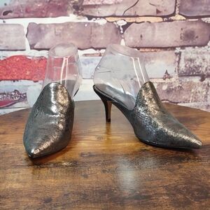 Adrianna Papell Snake Embossed Leather Mules